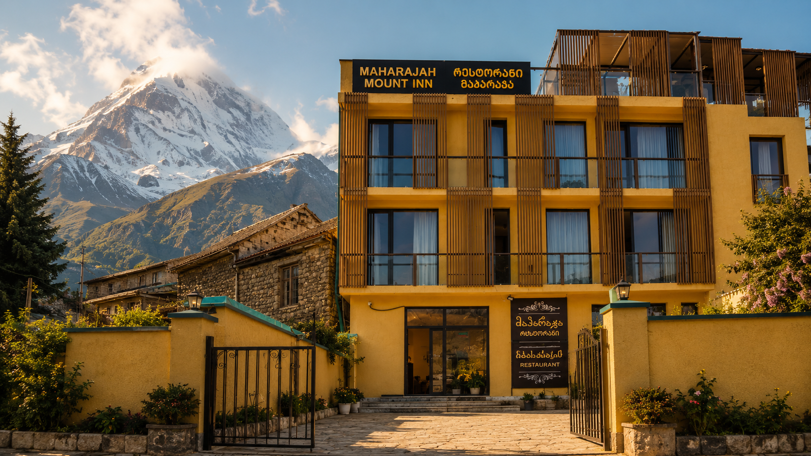 Outdoor terrace view at Hotel Mount Inn Kazbegi